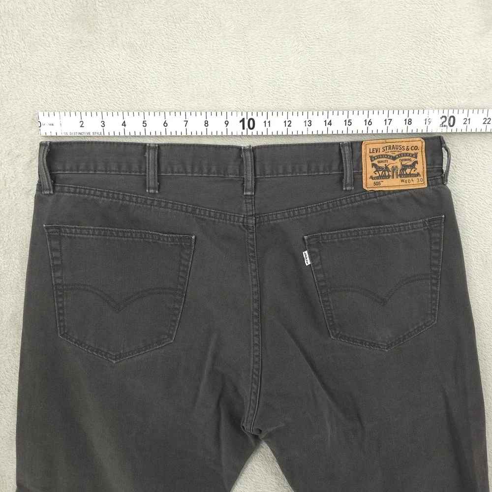 Levis 505 Jeans Mens 40x30 Gray Dark Wash Regular‎ Fit Straight Denim Casual